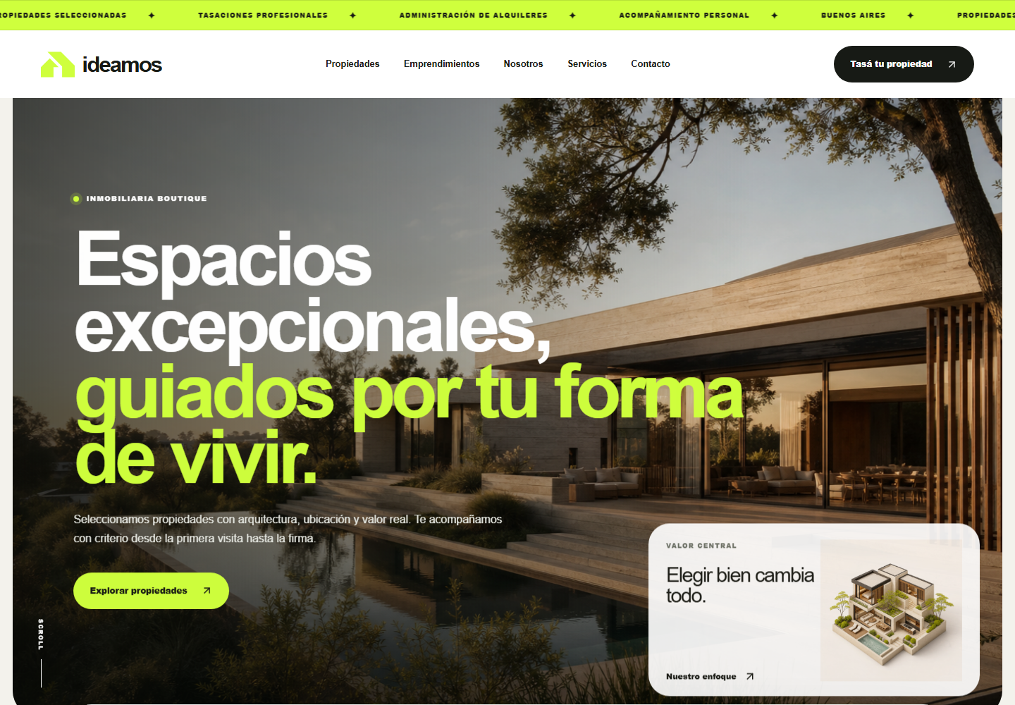 Sitio inmobiliario real desarrollado por Ideamos